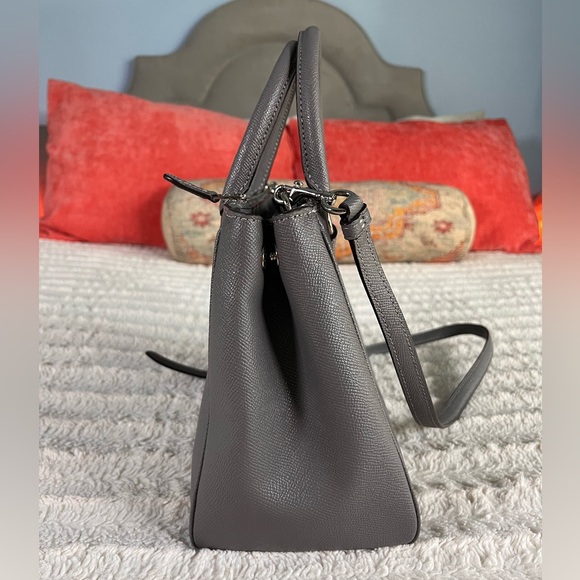 Coach Mini Surrey Carryall Bag Grey Crossgrain Leather NWT - Picture 5 of 13